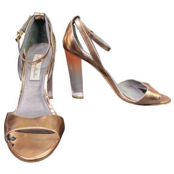 Monique Lhuillier Rose Gold Ava Heels - Size 38.5 - Picture 3 of 12
